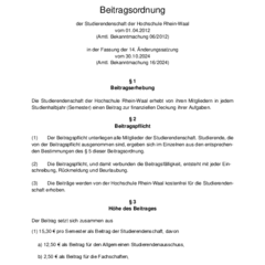 Beitragsordnung der Studierendenschaft