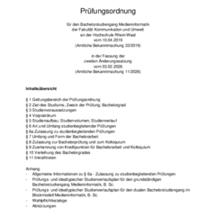 Prüfungsordnung für den Bachelorstudiengang Medieninformatik