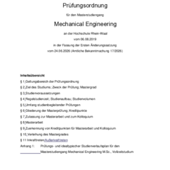 Prüfungsordnung für den Masterstudiengang Mechanical Engineering