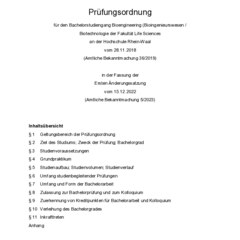 Prüfungsordnung für den Bachelorstudiengang Bioengineering