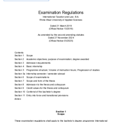 Examination Regulations International Taxation and Law, B.A. 