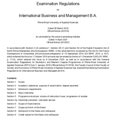 Examination Regulations for International Business and Management, B.A. 