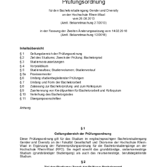 Prüfungsordnung für den Bachelorstudiengang Gender and Diversity