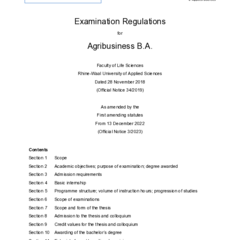 Examination Regulations for the Bachelor of Arts (BA) in Agribusiness