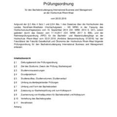 Prüfungsordnung für den Bachelorstudiengang International Business and Management
