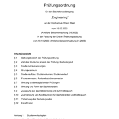 Prüfungsordnung für den Bachelorstudiengang Engineering