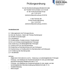 Prüfungsordnung für den Bachelorstudiengang Medieninformatik