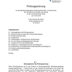 Prüfungsordnung für den Bachelorstudiengang Verwaltungsinformatik – E-Government