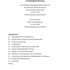 Prüfungsordnung für den Bachelorstudiengang Biowissenschaften und Gesundheit