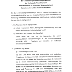 University Agreement amending the Fifth Agreement on Objectives and Performance between Rhein-Waal University of Applied Sciences and the Ministry for Innovation, Science and Research of the State of North Rhine-Westphalia
