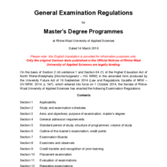 General Examination Regulations for Master’s Degree Programmes