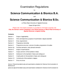 Examination Regulations for the B.Sc. / B.A. in Science Communication & Bionics