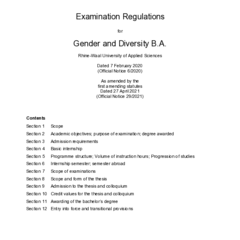 Examination Regulations for the Bachelor of Arts in Gender and Diversity