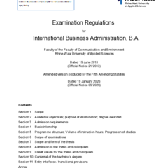 Examination Regulations for International Business Administration, B.A.