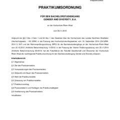 Praktikumsordnung für den Bachelorstudiengang Gender and Diversity