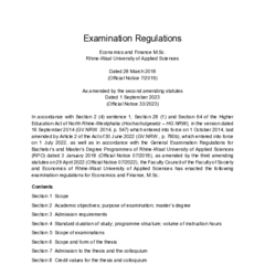 Examination Regulations for the MSc in Economics and Finance 