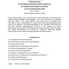 Prüfungsordnung für den Masterstudiengang Usability Engineering