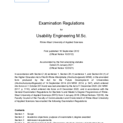 Examination Regulations for Usability Engineering, MSc