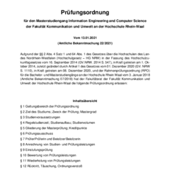 Prüfungsordnung für den Masterstudiengang Information Engineering and Computer Science