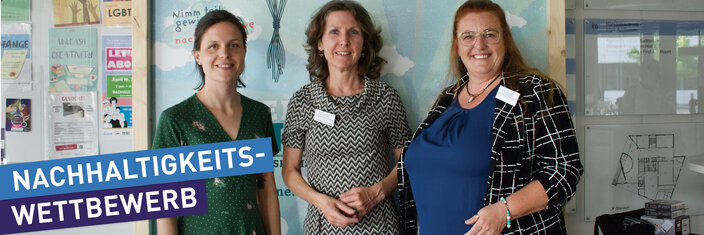 Bildunterschrift, von links nach rechts: Maike Böhm, Leiterin des Interaktionshubs des Projektes TransRegINT an der HSRW, Pascale van Koeverden und Yvonne Tertilte-Rübo, Stadt Kleve