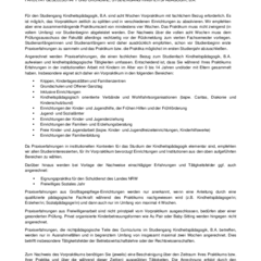 Information on the pre-placement in Early Childhood Education, B.A. (as of April 2018)