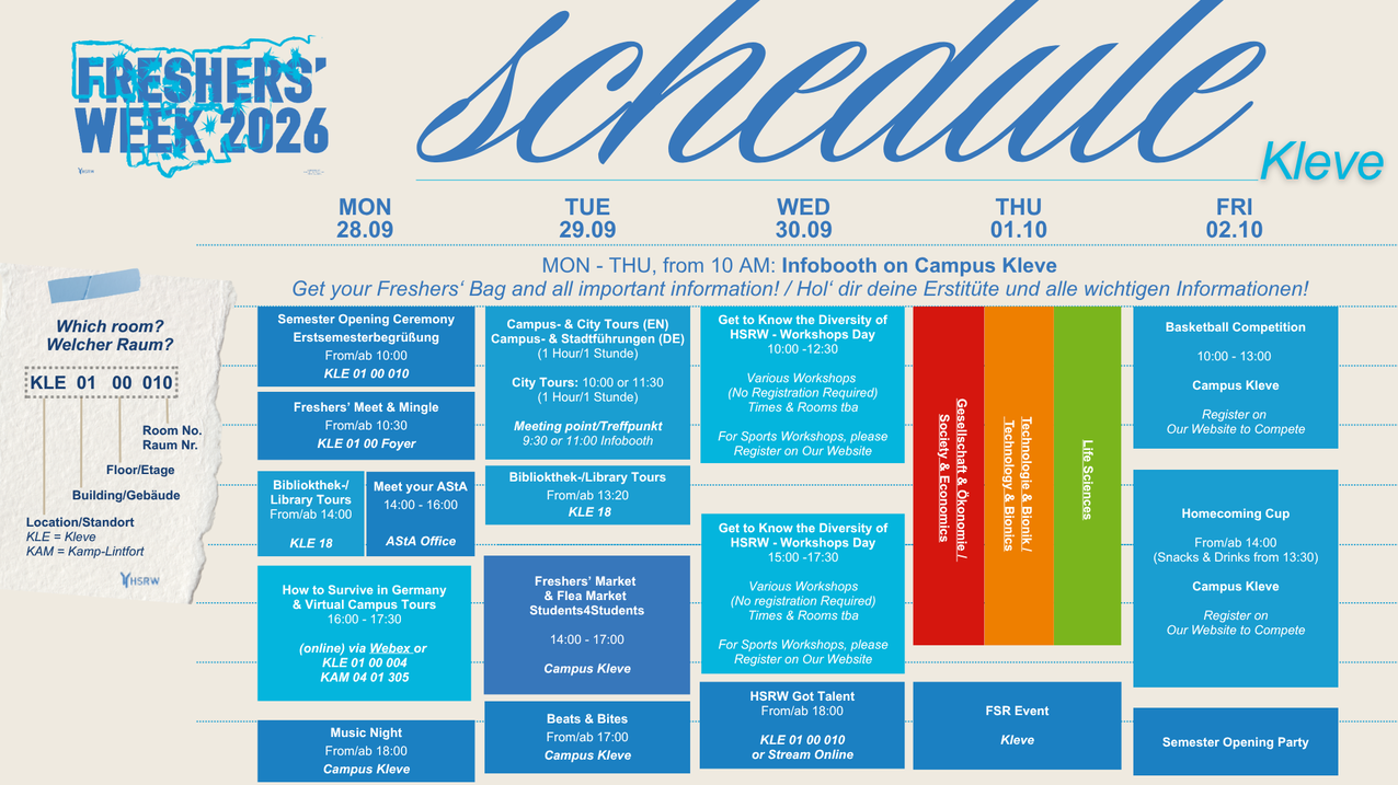 Freshers' Week 2026 Campus Kleve Programm