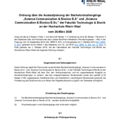 Ordnung über die Auslaufplanung der Bachelorstudiengänge Science Communication & Bionics B.Sc./B.A.