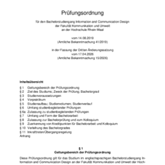 Prüfungsordnung für den Bachelorstudiengang Information and Communication Design