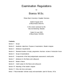 Examination Regulatins for Bionics, M.Sc. (2nd AS)