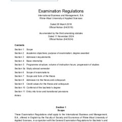 Examination Regulations International Business and Management, B.A.