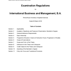 Examination Regulations for International Business and Management, B.A. 