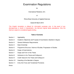 Examination Regulations for International Relations, B.A. 