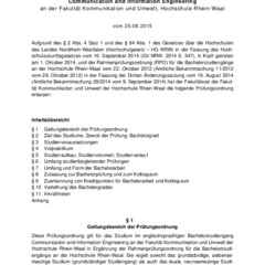 Prüfungsordnung für den Bachelorstudiengang Communication and Information Engineering