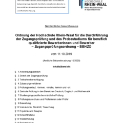 Ordnung für die Durchführung der Zugangsprüfung und des Probestudiums für beruflich qualifizierte Bewerberinnen und Bewerber – Zugangsprüfungsordnung – BBHZO