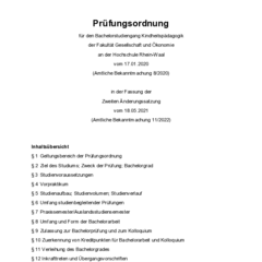 Prüfungsordnung für den Bachelorstudiengang Kindheitspädagogik