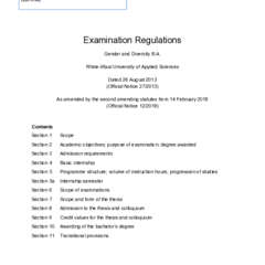 Examination Regulations: Gender and Diversity (BA)