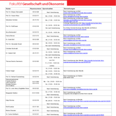 PDF-Datei mit den Sprechzeiten der Fakultätsmitglieder SS 2026