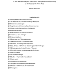 Prüfungsordnung für den Masterstudiengang International Management and Psychology