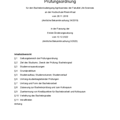 Prüfungsordnung für den Bachelorstudiengang Agribusiness