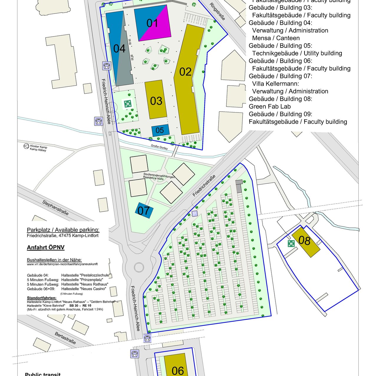 Anfahrt und Lageplan Campus Kamp-Lintfort