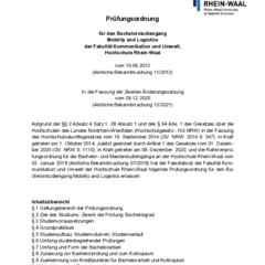 Prüfungsordnung für den Bachelorstudiengang Mobility and Logistics