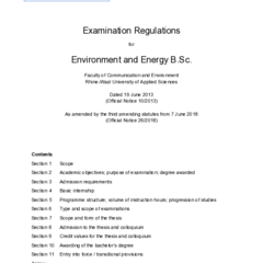 Examination Regulations for the B.Sc. in Environment and Energy
