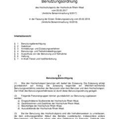 Benutzungsordnung des Hochschulsports