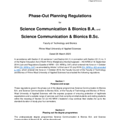 Phase-Out Planning Regulations for the BSc / BA in Science Communication & Bionics