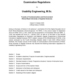 Examination Regulations for Usability Engineering, M.Sc.
