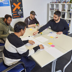 Students doing group work at a table