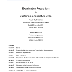 Examination Regulations for the BSc in Sustainable Agriculture