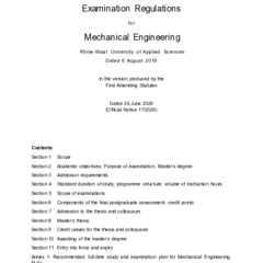 Examination Regulations for Mechanical Engineering, M.Sc. (1st Amending Statutes)