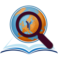Eine Lupe über einem aufgeklappten Buch vergrößert das Logo der Hochschule Rhein-Waal auf einer Weltkugel 