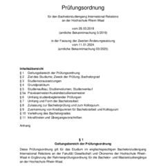 Prüfungsordnung für den Bachelorstudiengang International Relations